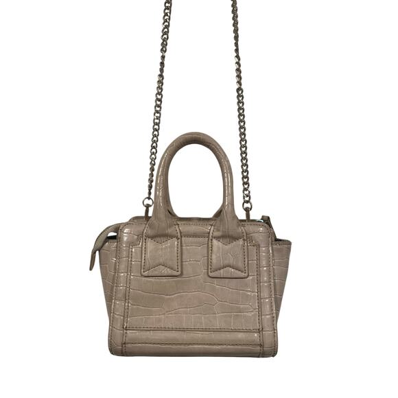 Zara Faux Croc Embossed Beige Crossbody Top Handle bag Small - Picture 4 of 11